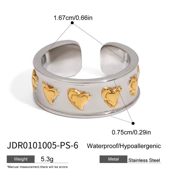 Wholesale Stainless Steel Geometric Pattern Rivet Ring With Electroplating French Retro Style