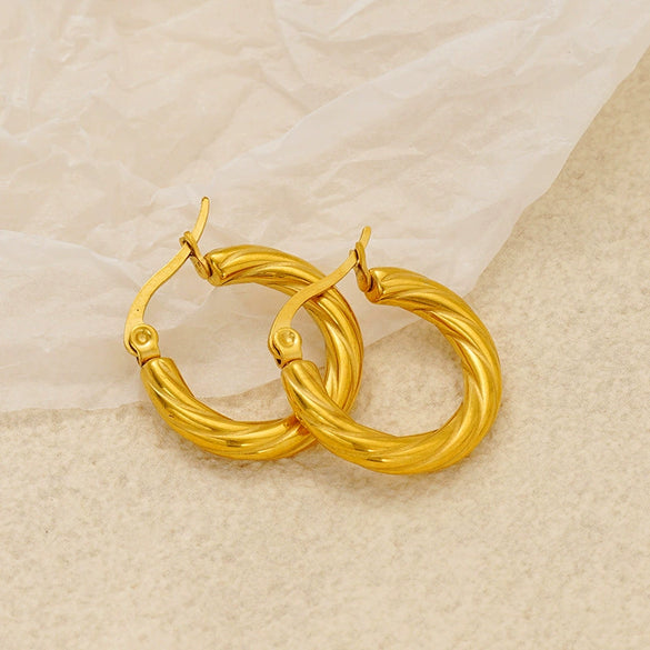 Wholesale Stainless Steel Geometric Pattern Round Earrings For Women With Electroplating Process