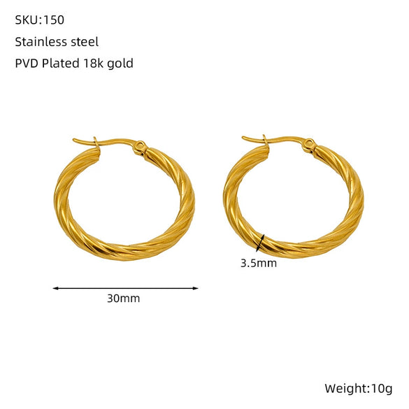 Wholesale Stainless Steel Geometric Pattern Round Earrings For Women With Electroplating Process