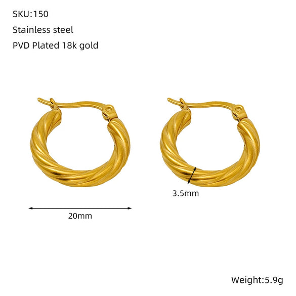 Wholesale Stainless Steel Geometric Pattern Round Earrings For Women With Electroplating Process