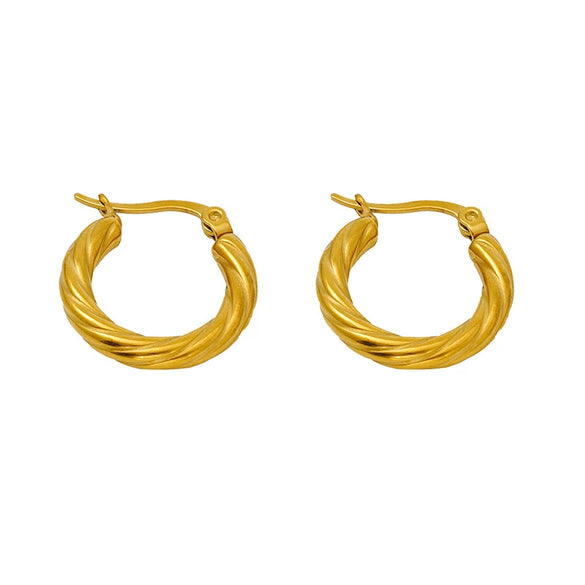 Wholesale Stainless Steel Geometric Pattern Round Earrings For Women With Electroplating Process