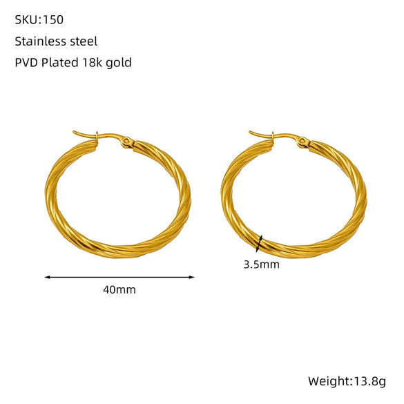 Wholesale Stainless Steel Geometric Pattern Round Earrings For Women With Electroplating Process