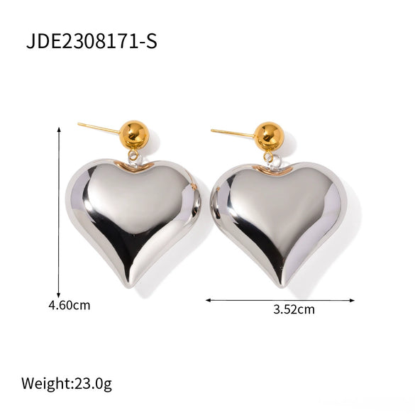 Wholesale Stainless Steel Geometric Peach Heart Pendant Earrings For Women Electroplated Jewelry