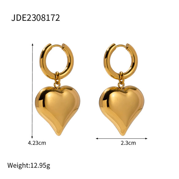 Wholesale Stainless Steel Geometric Peach Heart Pendant Earrings For Women Electroplated Jewelry