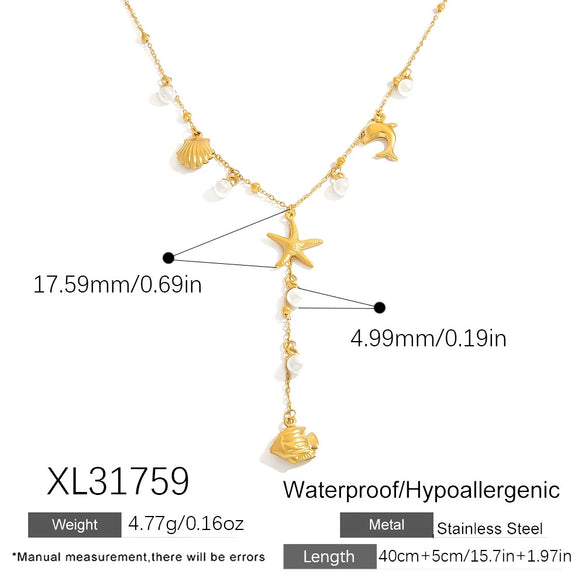 Wholesale Stainless Steel Geometric Pearl Clavicle Necklace For Women With Electroplating And Light Luxury Style