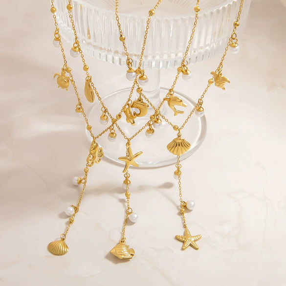 Wholesale Stainless Steel Geometric Pearl Clavicle Necklace For Women With Electroplating And Light Luxury Style