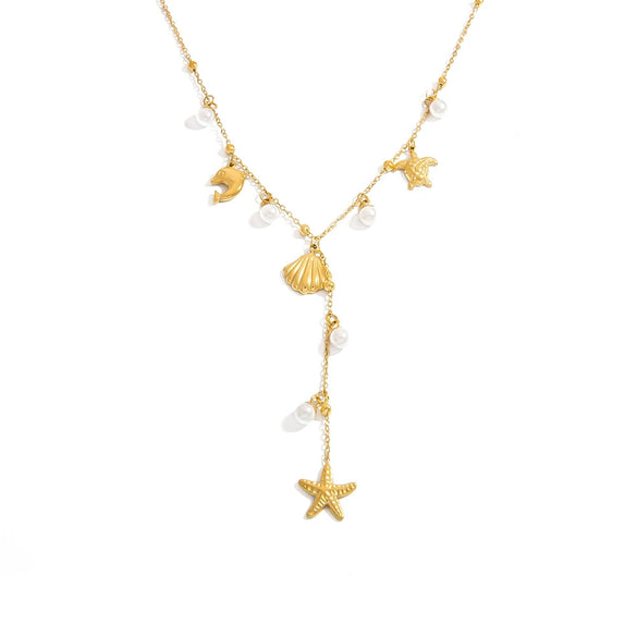 Wholesale Stainless Steel Geometric Pearl Clavicle Necklace For Women With Electroplating And Light Luxury Style
