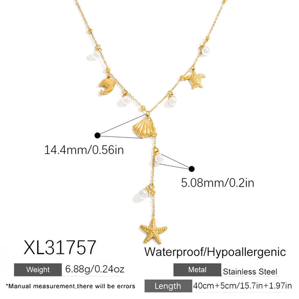 Wholesale Stainless Steel Geometric Pearl Clavicle Necklace For Women With Electroplating And Light Luxury Style