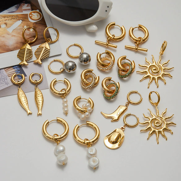Wholesale Stainless Steel Geometric Pearl Earrings For Women With Electroplating Light Luxury High End Jewelry Popular In Summer