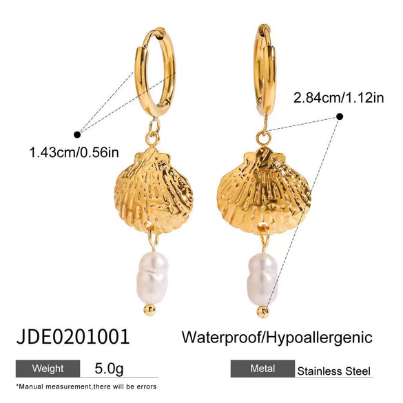 Wholesale Stainless Steel Geometric Pearl Hoop Earrings 18K Gold Electroplated For Women Quiet Elegant Original Minimalist Design Non Fading