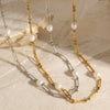 Wholesale Stainless Steel Geometric Pearl Necklace With Electroplating For Women