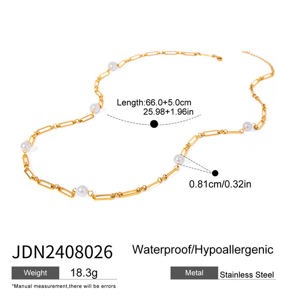 Wholesale Stainless Steel Geometric Pearl Necklace With Electroplating For Women