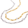 Wholesale Stainless Steel Geometric Pearl Necklace With Electroplating For Women