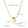 Wholesale Stainless Steel Geometric Pearl Pendant Clavicle Necklace Jewelry With Snake Bone Chain And Electroplating