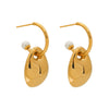 Wholesale Stainless Steel Geometric Pearl Shaped Electroplated Women's Earrings