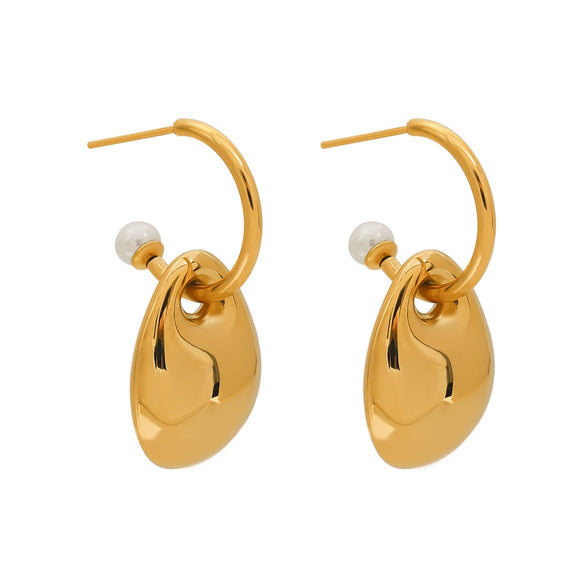 Wholesale Stainless Steel Geometric Pearl Shaped Electroplated Women's Earrings