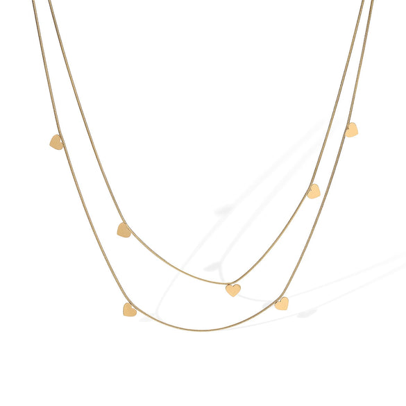 Wholesale Stainless Steel Geometric Pendant Necklace Double Laminated Wear 18K Gold Plated For Women
