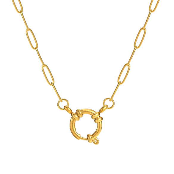 Wholesale Stainless Steel Geometric Pendant Necklace With Adjustable Chain Furnace Vacuum Electroplated 18K Gold Color Retention Unisex