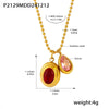 Wholesale 316L Stainless Steel Geometric Pendant Necklace With Zircon Pvd Plated 18K True Gold For Women