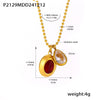 Wholesale 316L Stainless Steel Geometric Pendant Necklace With Zircon Pvd Plated 18K True Gold For Women