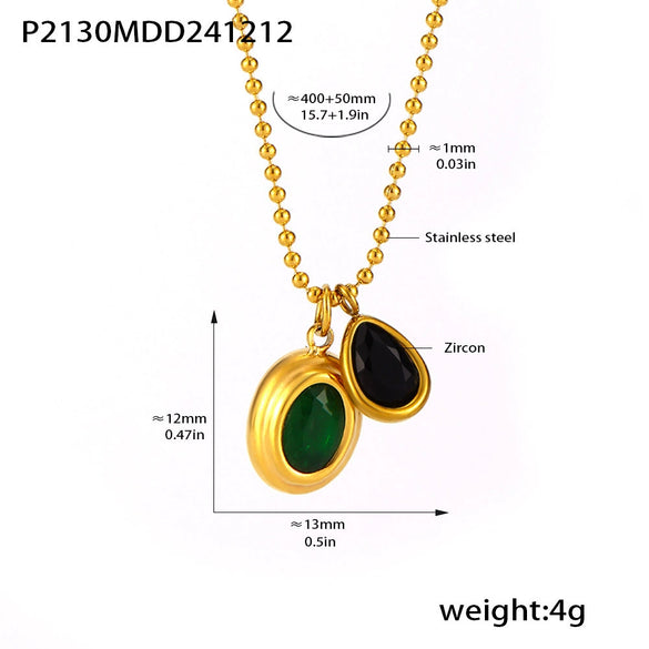 Wholesale 316L Stainless Steel Geometric Pendant Necklace With Zircon Pvd Plated 18K True Gold For Women