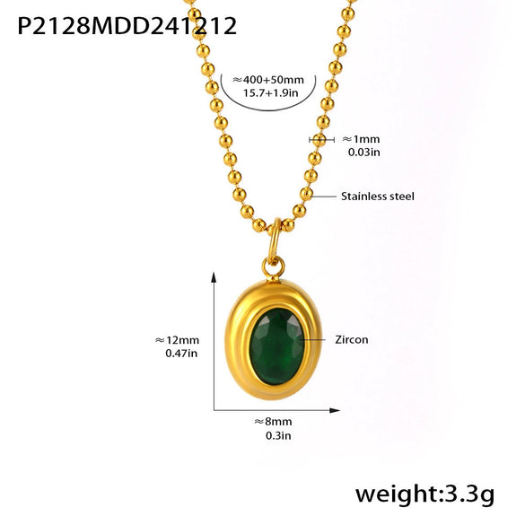 Wholesale 316L Stainless Steel Geometric Pendant Necklace With Zircon Pvd Plated 18K True Gold For Women