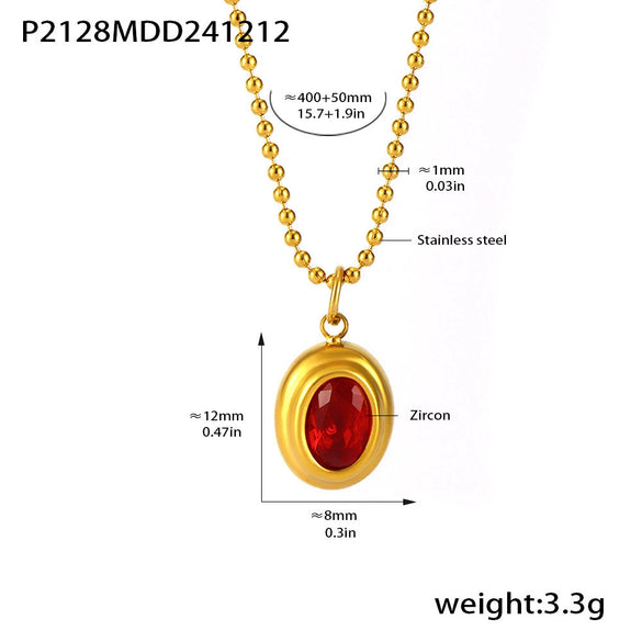 Wholesale 316L Stainless Steel Geometric Pendant Necklace With Zircon Pvd Plated 18K True Gold For Women