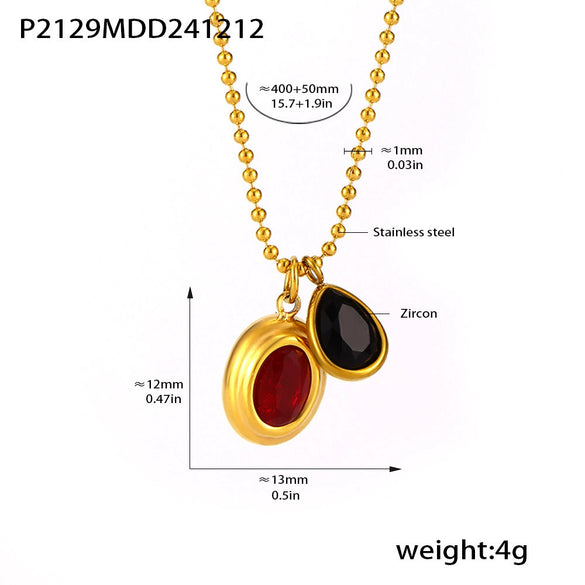 Wholesale 316L Stainless Steel Geometric Pendant Necklace With Zircon Pvd Plated 18K True Gold For Women