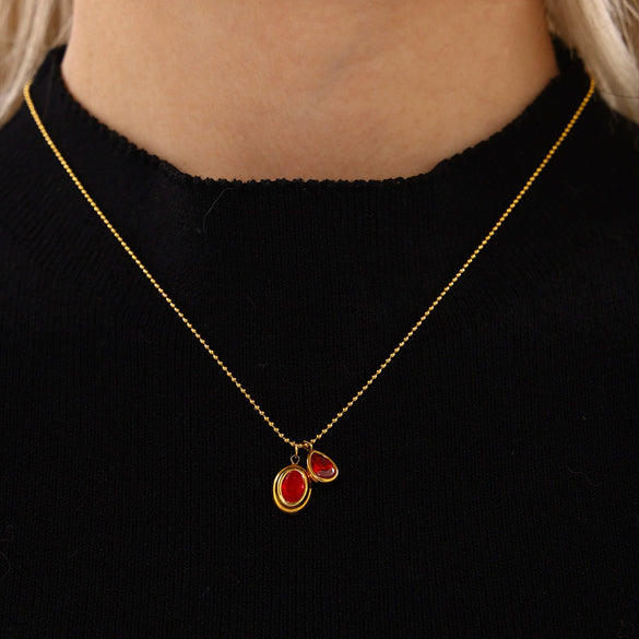 Wholesale 316L Stainless Steel Geometric Pendant Necklace With Zircon Pvd Plated 18K True Gold For Women