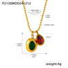 Wholesale 316L Stainless Steel Geometric Pendant Necklace With Zircon Pvd Plated 18K True Gold For Women