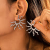 Wholesale 316L Stainless Steel Geometric Personality Sunflower Exaggerated Women's Earrings With Pvd Electroplating