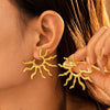 Wholesale 316L Stainless Steel Geometric Personality Sunflower Exaggerated Women's Earrings With Pvd Electroplating
