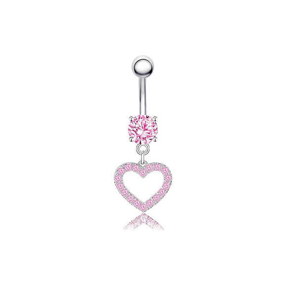 Wholesale Stainless Steel Geometric Pink Butterfly Pendant Umbilical Ring Piercing Jewelry Electroplated