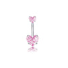 Wholesale Stainless Steel Geometric Pink Butterfly Pendant Umbilical Ring Piercing Jewelry Electroplated