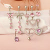 Wholesale Stainless Steel Geometric Pink Butterfly Pendant Umbilical Ring Piercing Jewelry Electroplated