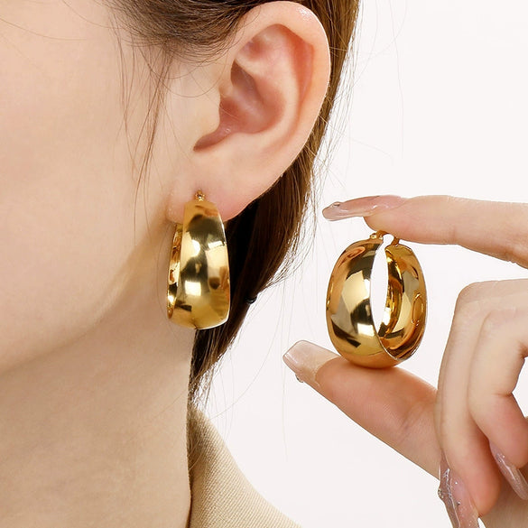 Wholesale Stainless Steel Geometric Plain Ring And Earrings With Electroplating Treatment