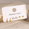 Wholesale Stainless Steel Geometric Plain Ring Earrings For Women Electroplated Minimalist Jewelry