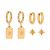 Wholesale Stainless Steel Geometric Plain Ring Earrings With Electroplating