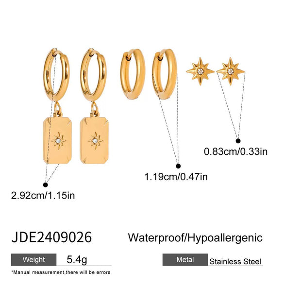 Wholesale Stainless Steel Geometric Plain Ring Earrings With Electroplating