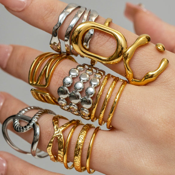 Wholesale Stainless Steel Geometric Plain Ring Jewelry Electroplated