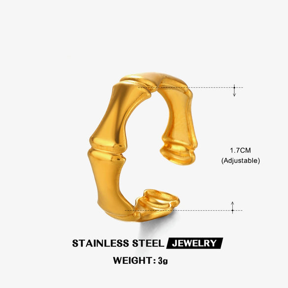 Wholesale Stainless Steel Geometric Plants And Flowers Style Opening Ring With Electroplating For Women