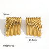Wholesale Stainless Steel Geometric Pleated Texture Women's Earrings With Pvd Furnace Vacuum Real Gold Plating