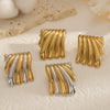 Wholesale Stainless Steel Geometric Pleated Texture Women's Earrings With Pvd Furnace Vacuum Real Gold Plating