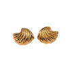 Wholesale Stainless Steel Geometric Pleated Wave Shell Earrings Electroplated Cold Retro Style For Women