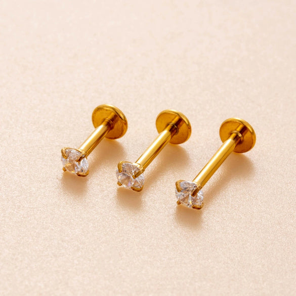 Wholesale Stainless Steel Geometric Puncture Jewelry Electroplated Internal Thread Flat Bottom Rod Lip Nail Ear Bone Nail