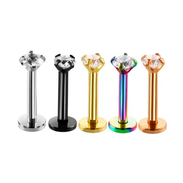Wholesale Stainless Steel Geometric Puncture Jewelry Electroplated Internal Thread Flat Bottom Rod Lip Nail Ear Bone Nail