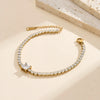Wholesale Stainless Steel Geometric Real Gold Plated Tennis Chain Bracelet And Necklace Set For Women