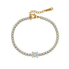 Wholesale Stainless Steel Geometric Real Gold Plated Tennis Chain Bracelet And Necklace Set For Women
