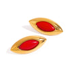Wholesale Stainless Steel Geometric Red Agate Earrings With Electroplating And Horse Eye Design