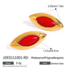 Wholesale Stainless Steel Geometric Red Agate Earrings With Electroplating And Horse Eye Design